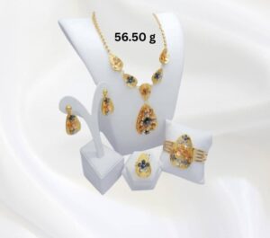 Gold Jewelry Set with Floral Teardrop Design